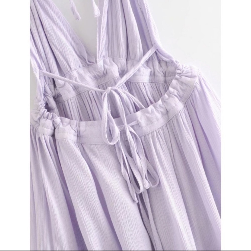 Lavender Boho Halter Mini Babydoll Dress, Dotti Lace Mini Dress - Picture 11 of 11